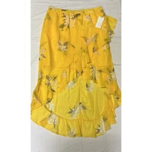 a.n.d eawy Yellow Flower Hi-low Skirt Women's Size XL